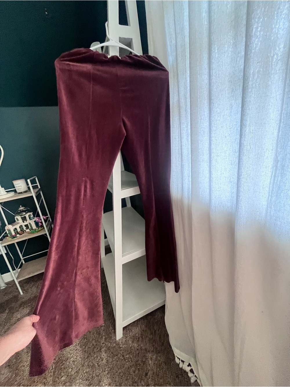 Altar'd State Girls' Burgundy Velvet Flare Leggings